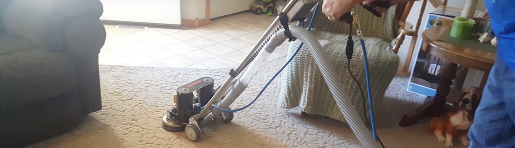 Rotovac technician cleaning carpet